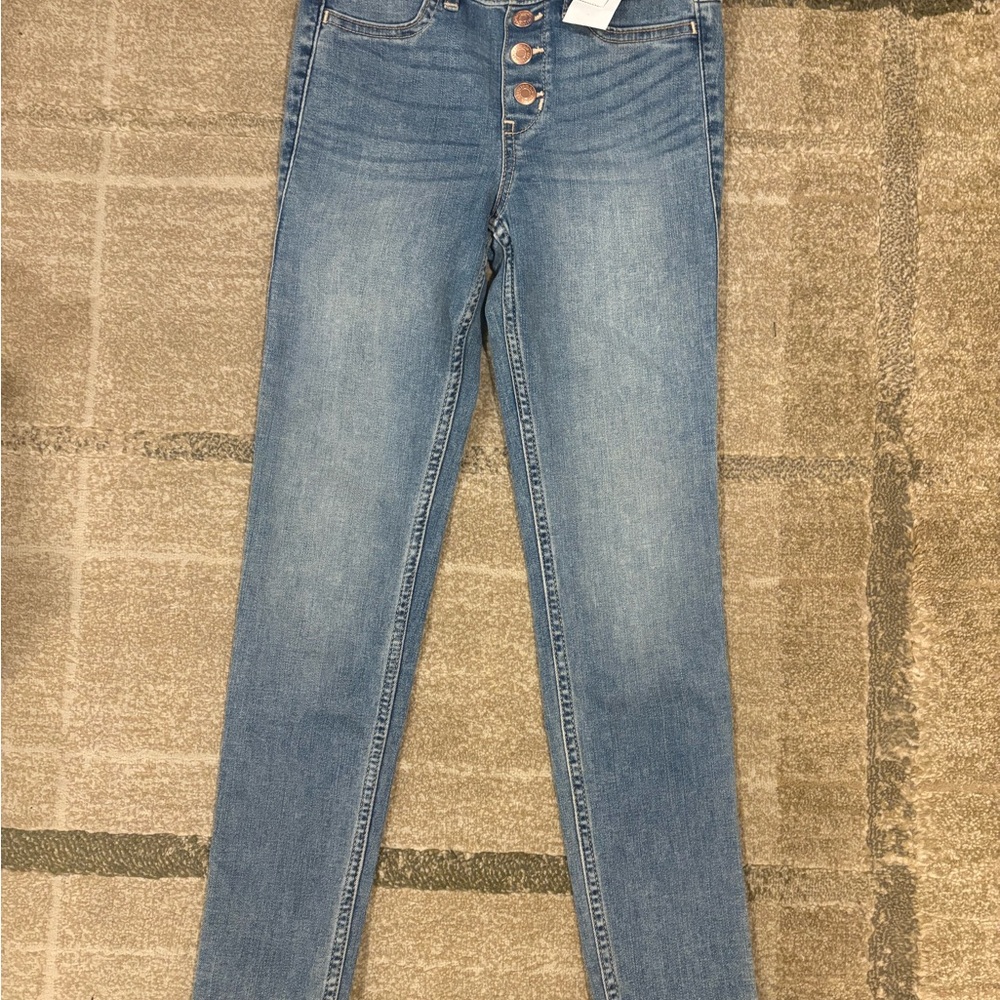 Abercrombie Kids High-Rise Skinny Jean Leggings, medium wash, size 9/10 NWT